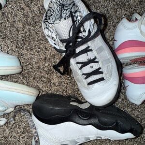 White and Black High-Top Sneakers